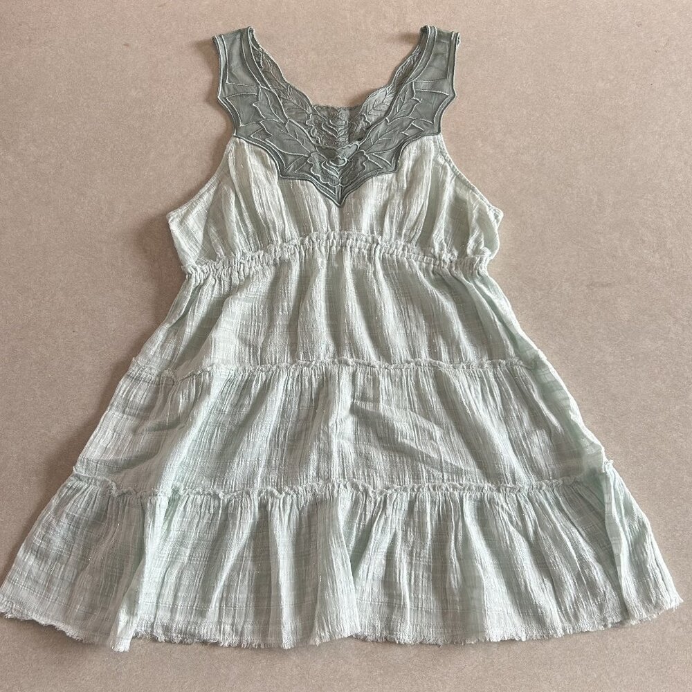 Free People Plaid Sparkle Gauze Tunic in Sky ALT ASO Gabriella Montez - Picture 5 of 11